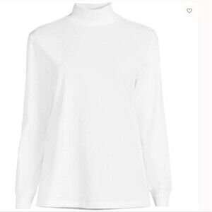 lands end top set l p lp pl cotton turtleneck shitrt white new stretch
